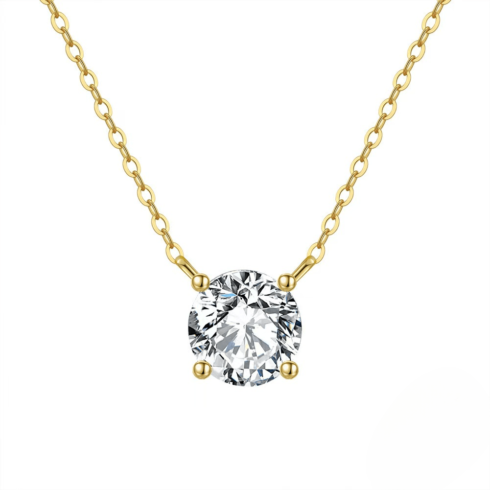 Image of 1pc Lovessom Stylish 925 Silver Moissanite Solitaire Pendant Necklace, In 1/2/3 Carat With A Four-prong Clasp, A Delicate Jewelry Present For Women, With A Gift Box, Approximately 2.2 Grams