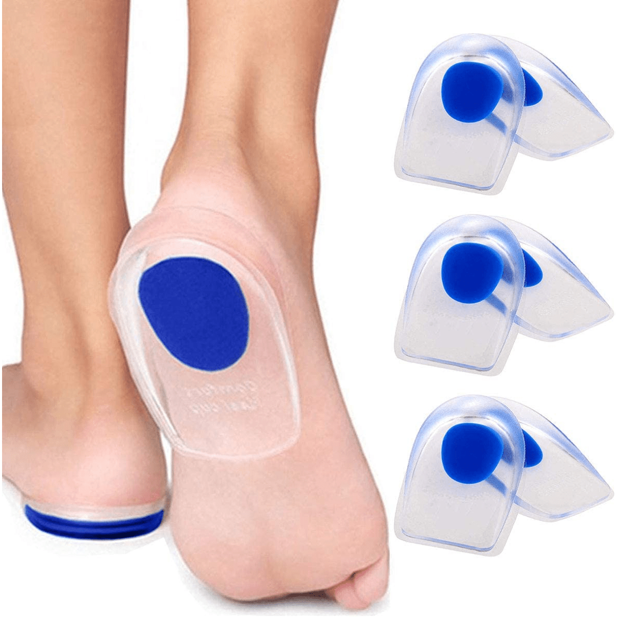 3 Pairs Gel Heel Pad Inserts - Silicone Heel Pads For Heel, Bone Spurs, Achilles, Gel Heel Pads Cups, Pads Shock Absorbing Support