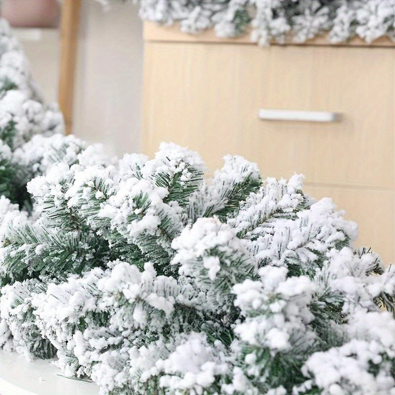 

6ft Lifelike Snowy Cedar Garland - Soft, Fade-resistant Plastic For Christmas, Fall, Thanksgiving & Holiday Decorations