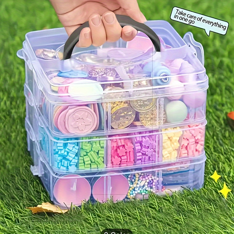 

1pc Plastic Jewelry Organizer Box - 3- 18 Compartments For Accessories, , Crafts &