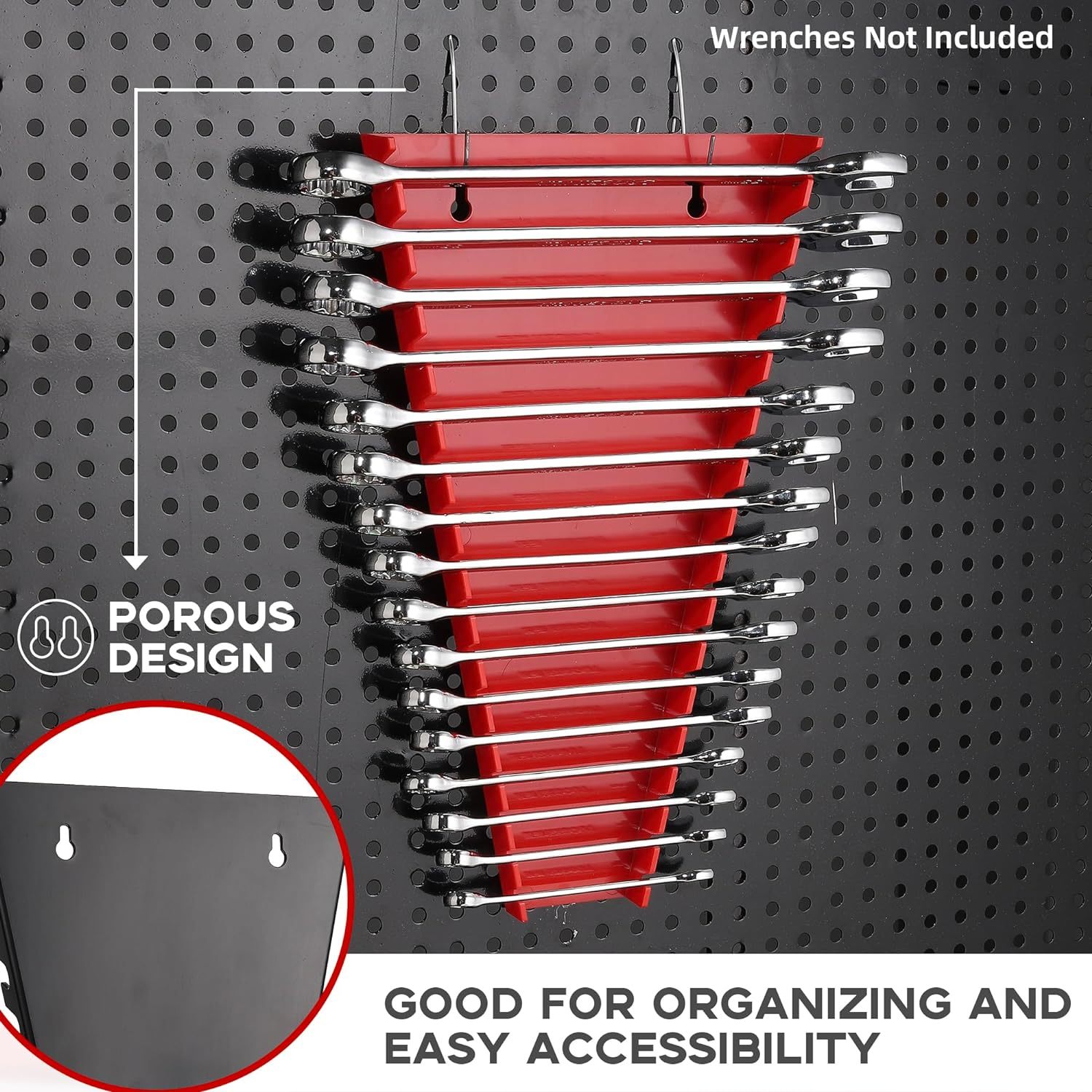 2pcs 16-slot Parts Box Plastic Tray Removable Wrench Storage Rack Bracket Pegboard Tool Tray Bracket Additions
