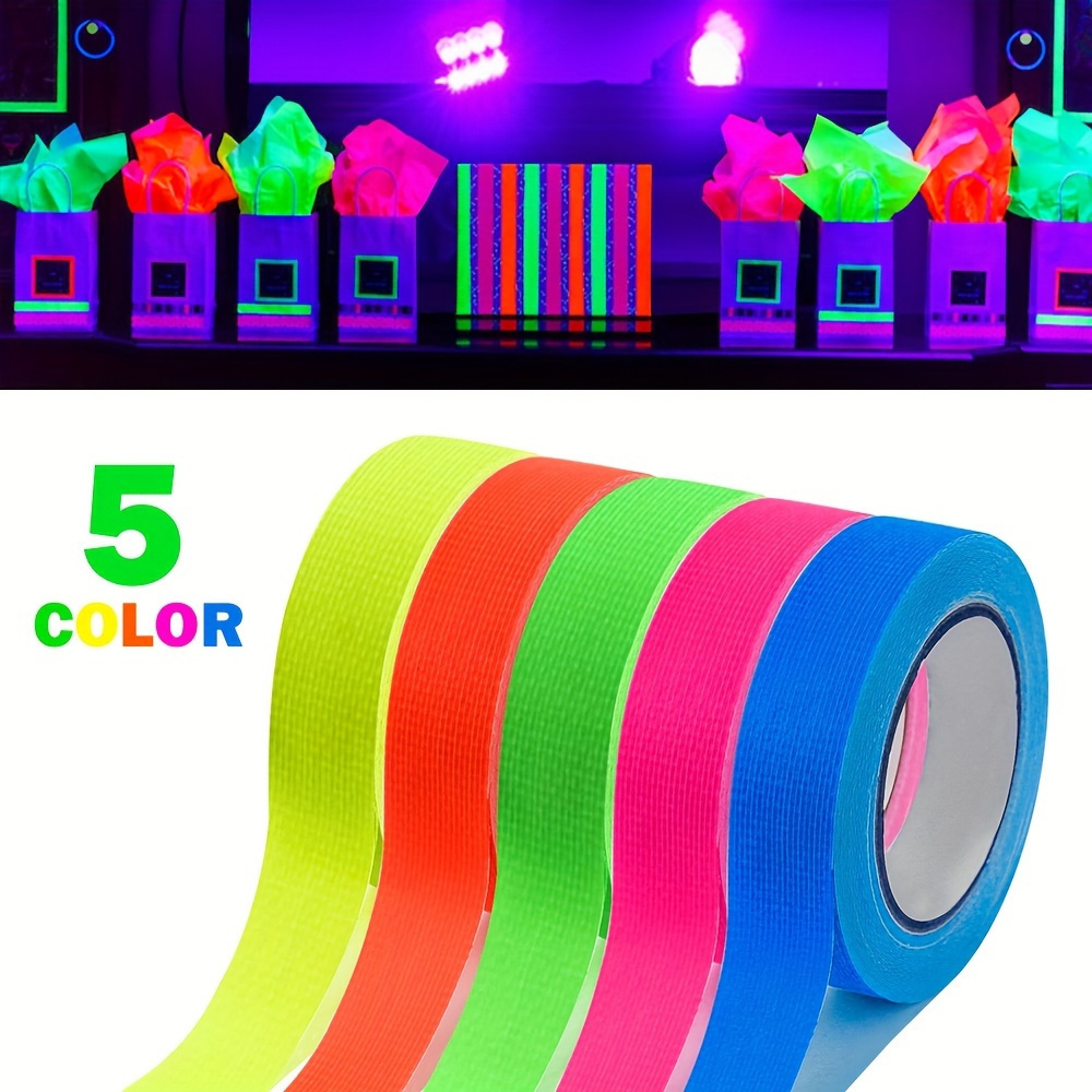 

5 Reels Of Fluorescent Neon Tape - 5 Colors - Ultraviolet Black Light - Party Decoration, Halloween, Christmas, Handmade - 196.85" X 12.7mm Office