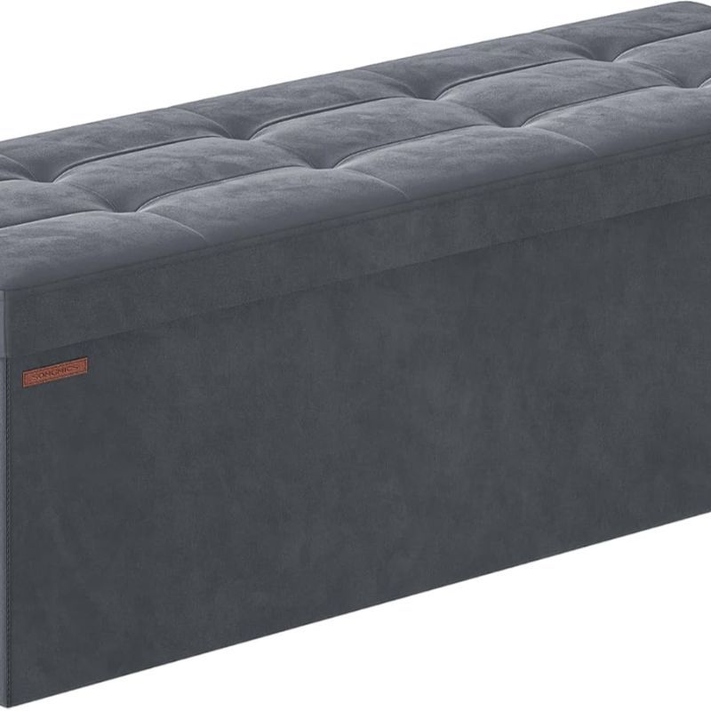 TEMU Storage Ottoman, Foldable Small Ottoman Foot Rest, 38 X 110 X 38cm, Cube Ottoman With Storage, Up To 300kg, For Living Room, Bedroom, Entryway