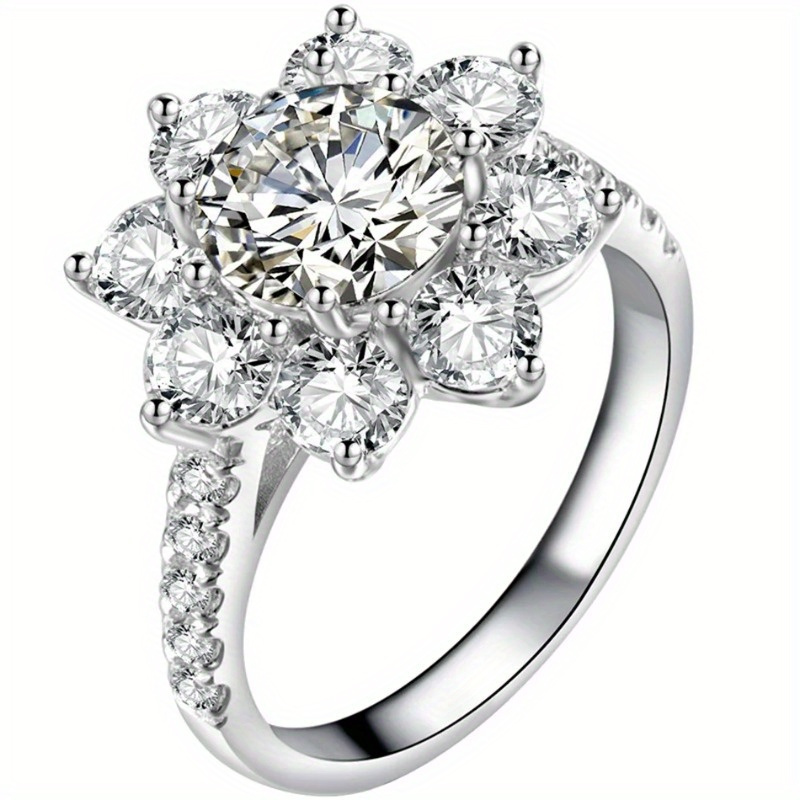 1CT Flower Shape Moissanite Ring for Women