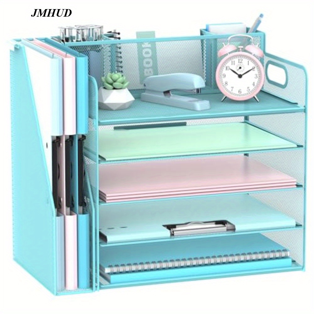 

Jmhud 5-shelf Desktop File Organizer With 3 Pen Holders - For Office And Home Organisation And Storage, New Upgraded Colours