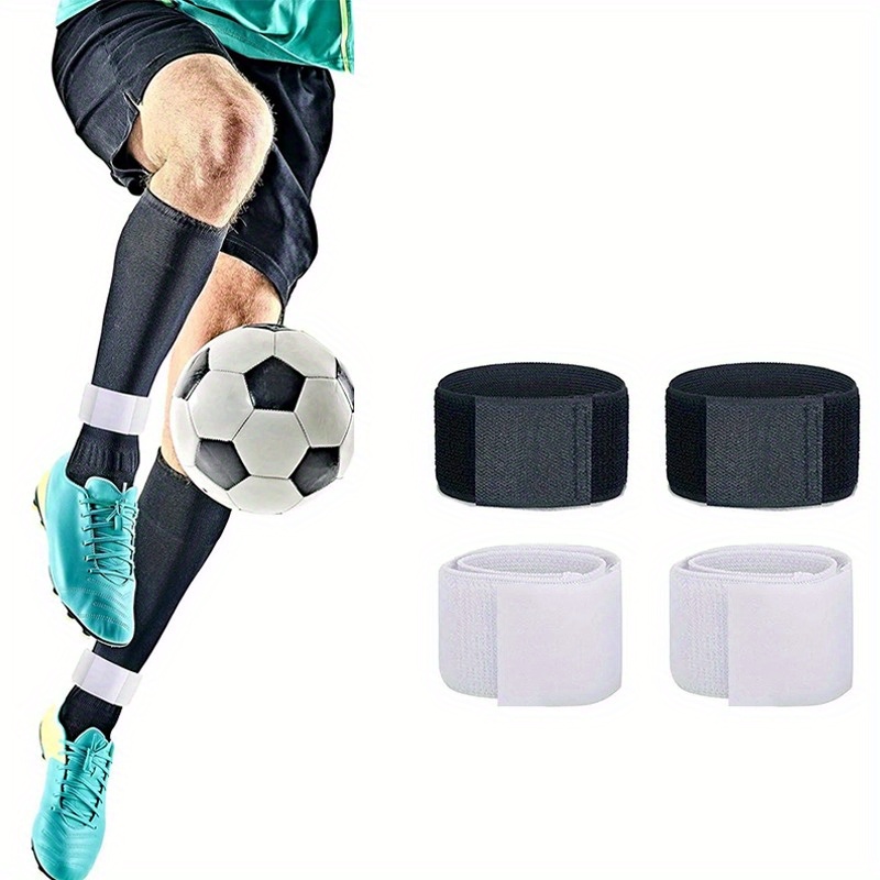 

Soccer Leg Strap Set - 2pcs, Anti-slip Football Legging Fixation Bands, Adjustable Rubber And Polyester Straps, Breathable And Easy-to-use Ankle Sleeves For Sports - Unisex Adult, Black & White