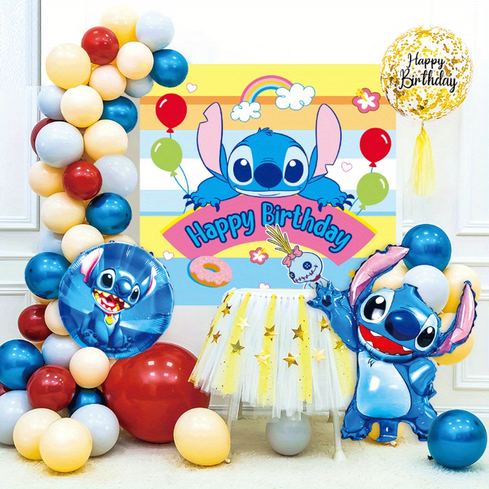 

57-piece Officially Licensed & Stitch And Party Decoration Kit With Banner, Sequin Ball, And Themed Accessories For Celebrations & Photo Ops, Suitable For 14+