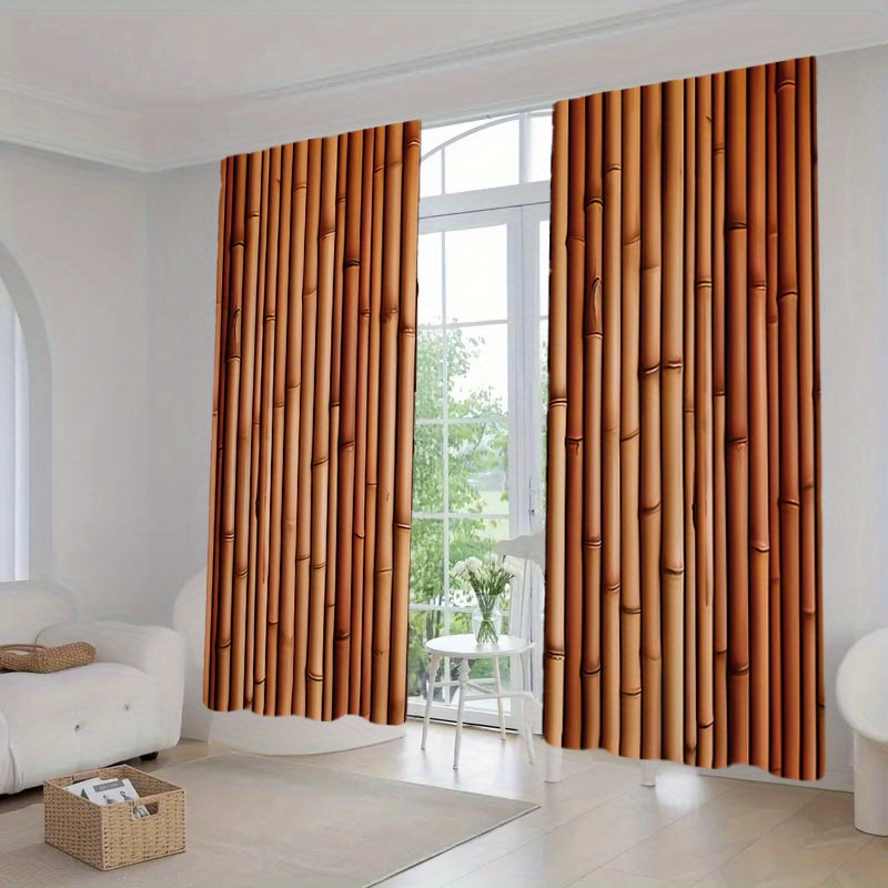 

2-pack Texture Pattern Jacquard Weave Curtains - Rod Pocket Heat-insulating Blackout Draperies For Bedroom, Living Room - Arts Theme, Machine Washable Polyester Doorway Curtains With Lining