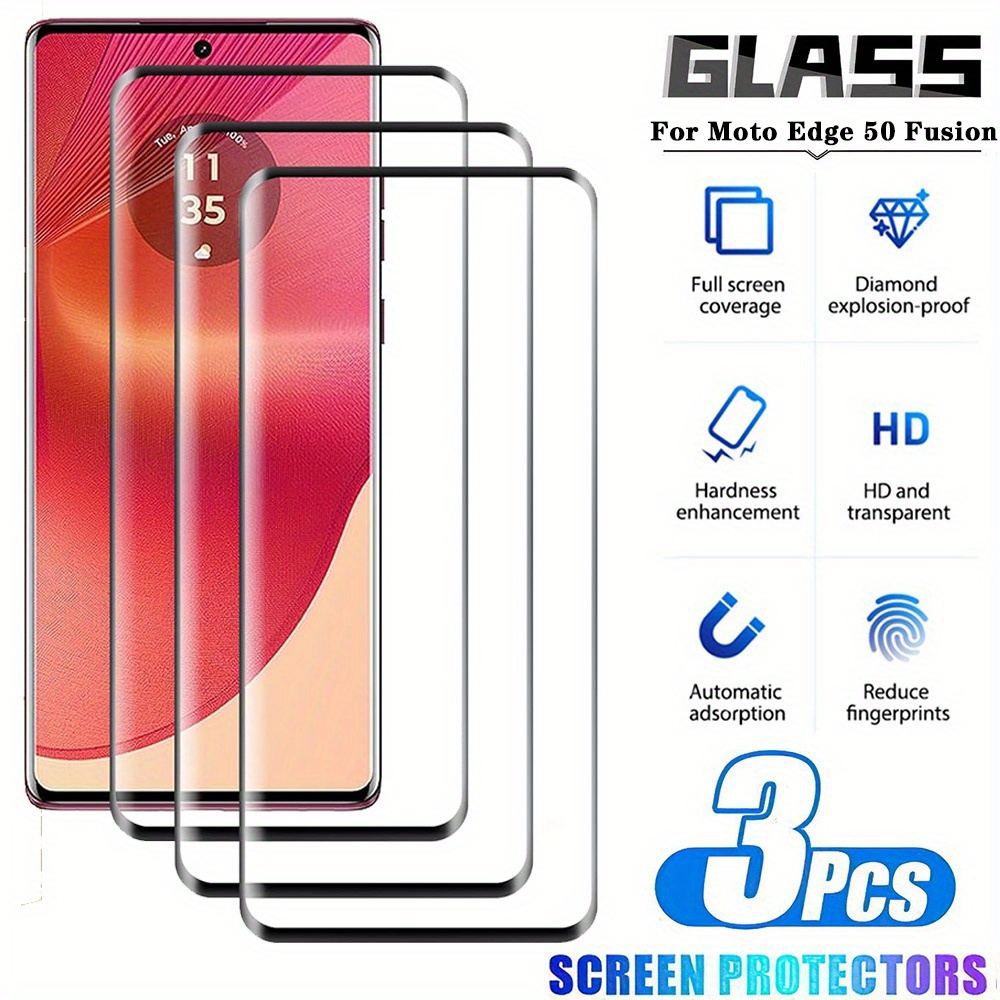 

3pcs Tempered Glass Screen Protectors For For Moto Edge With 50 Fusion Curved Display - Full Coverage, High Hardness, Anti-fingerprint