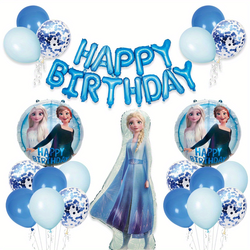 

Kit de Guirlande de Ballons Thème Elsa Disney 24pcs - Bleu Vibrant & à , Aluminium Épais pour Anniversaire, Anniversaire de Mariage et Séances Photo