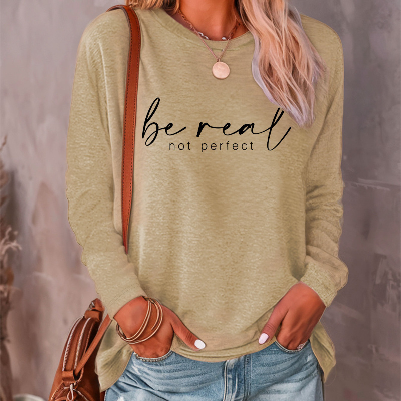 

Slogan Pink T-shirt For Women - Cozy Long Sleeve Crew Neck, Casual Fit With Stretchy Fabric, Machine Washable - Fall/winter