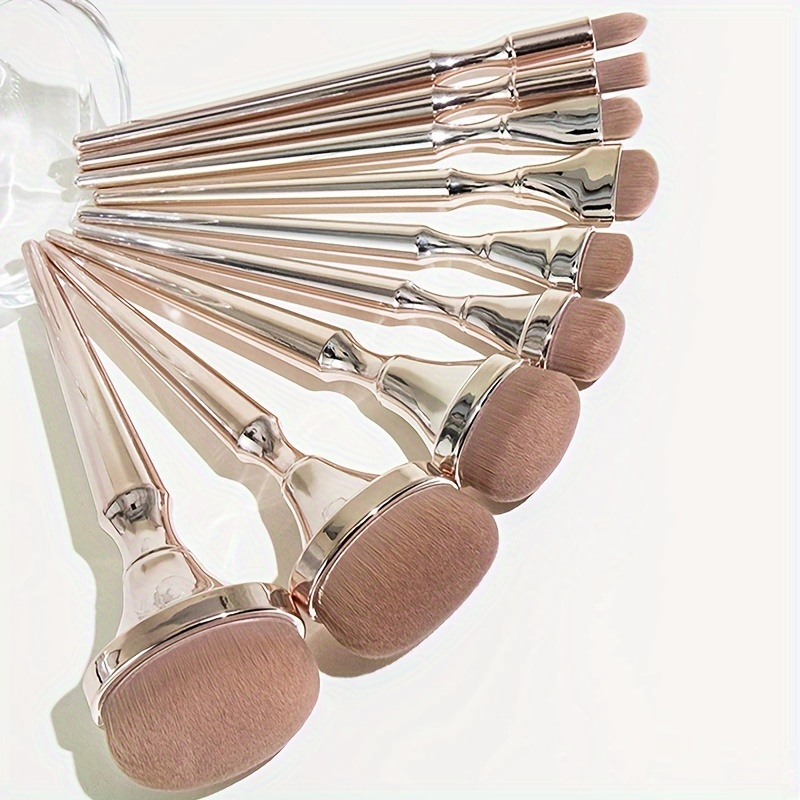 TEMU 9pcs Deluxe Toothbrush-shaped Synthetic Makeup Brush Set - Soft Nylon Bristles For , Blush & Powder Application - Portable, Fragrance-free, Perfect Gift For Women
