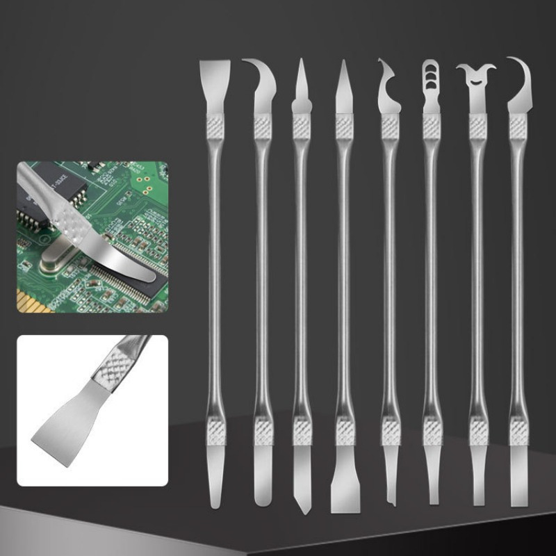 

8pcs Precision Pry Tool Set For Electronics Repair - Stainless Steel, Ideal For Cpu & Chip Disassembly, Phone & Computer Maintenance