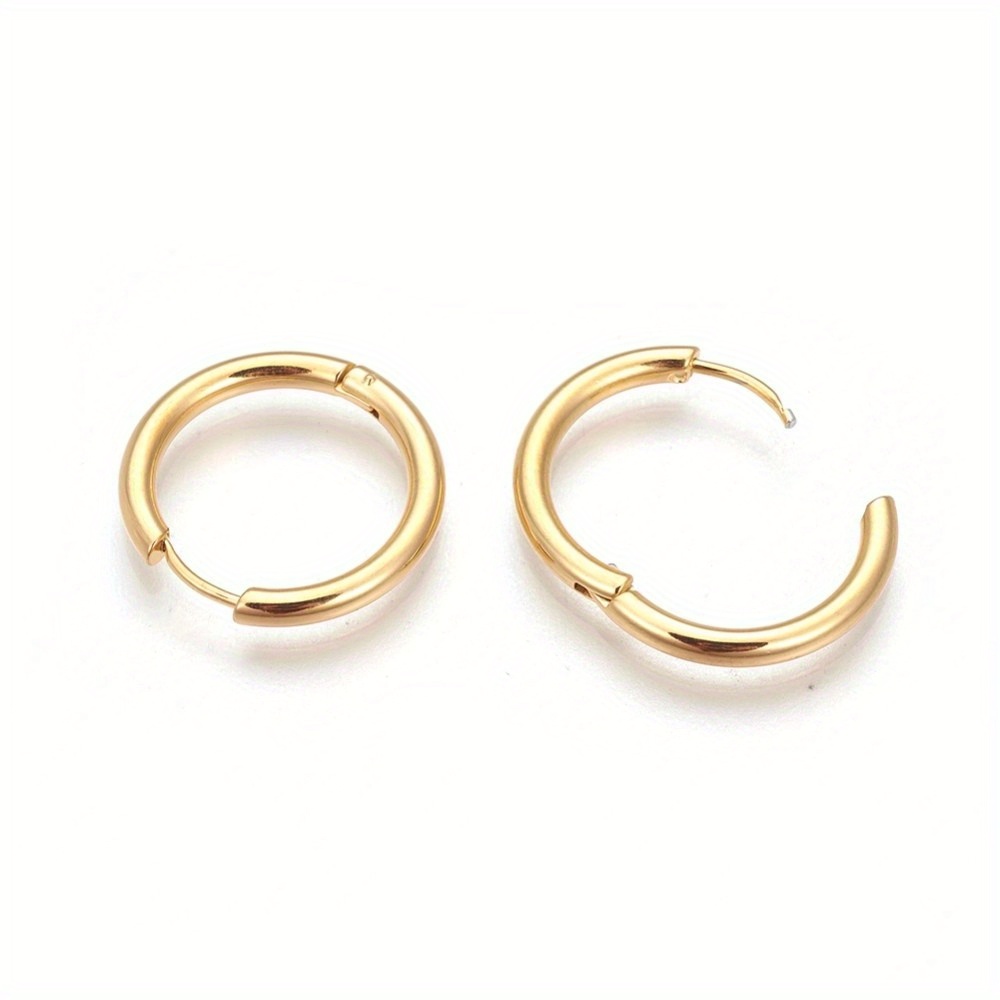 TEMU 5-pair Ion Plated (ip) 304 Stainless Steel Hoop Earrings, Manually Polished Huggie Earrings, 10 Gauge, 17x2.5mm (pin: 0.9mm ±0.1mm), Inner