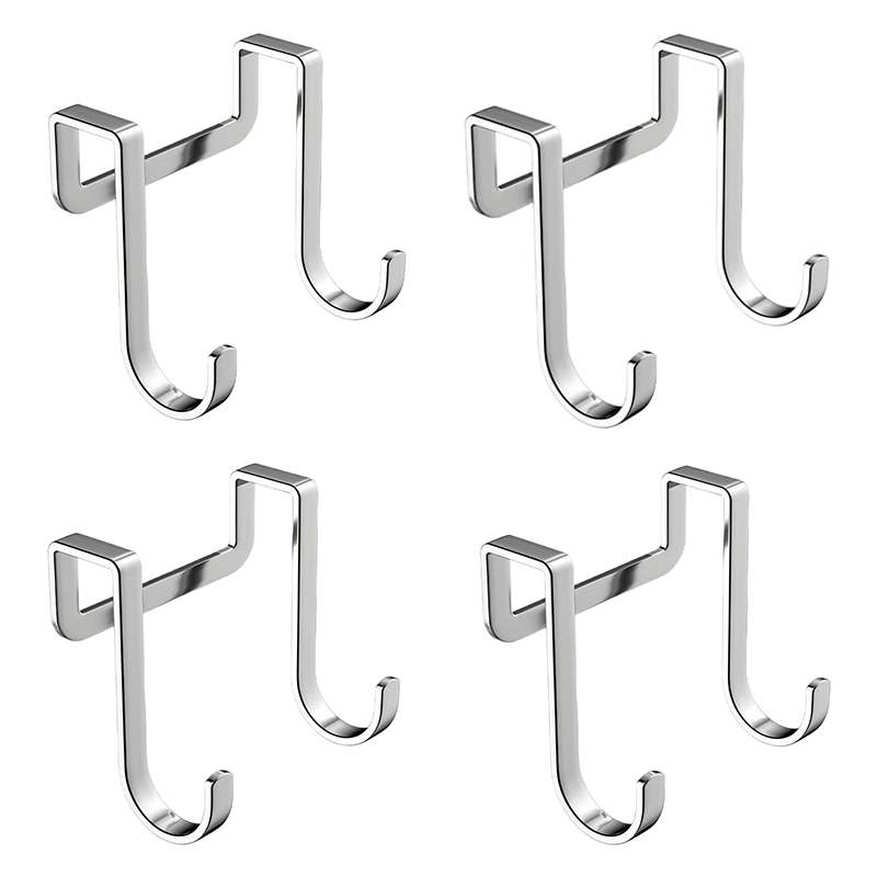 

4-pack Metal Utility Hooks - Casual Style Stainless Steel Dual S-hooks, Rust Resistant, No Drill Wall Mount For Kitchen Bathroom Cabinet Storage Organizer