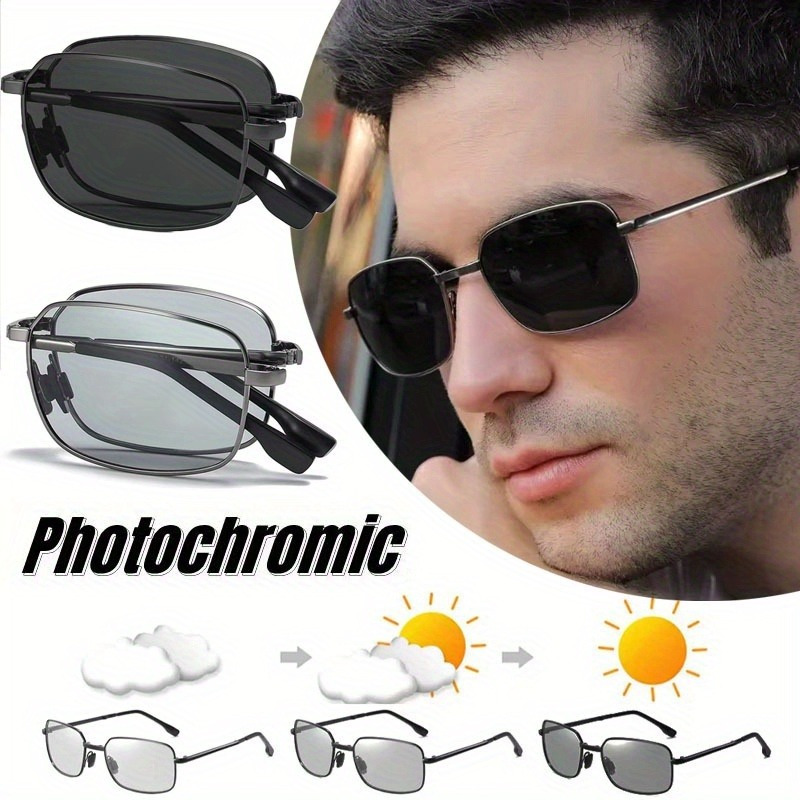 

Vintage Folding Polarized Glasses For Men, Photochromic Lens, , Uv Protection, For Climbing, Fishing & Daily Activities - Retro Eyewear