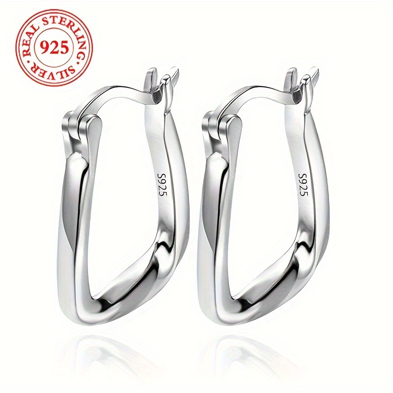 

1 Pair, Sterling Silver S925 Geometric Twisted Square Earrings, French High-end Fashion, For