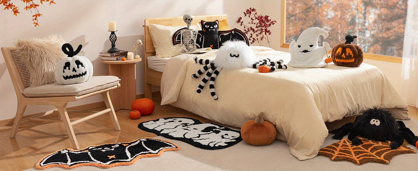  halloween bat rug bat bath mat for halloween decor gothic bathroom rug shaped area rug water absorbent non slip tufted mats 20x40in details 2