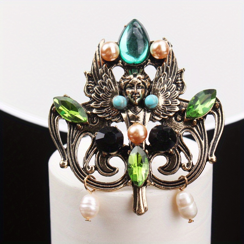 vintage baroque personality drop oil set diamond     wing brooch details 0