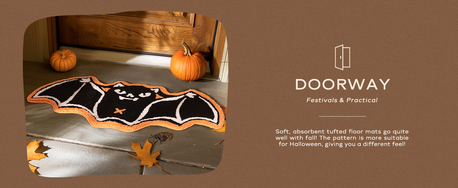  halloween bat rug bat bath mat for halloween decor gothic bathroom rug shaped area rug water absorbent non slip tufted mats 20x40in details 3