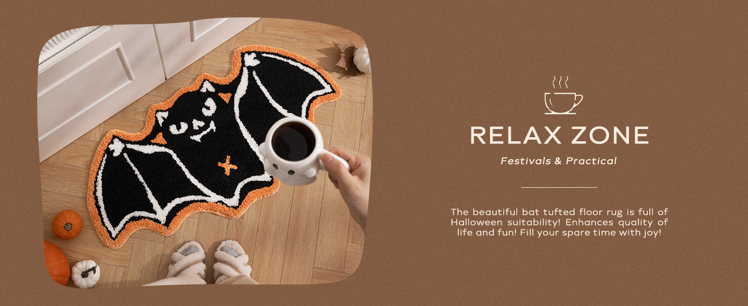  halloween bat rug bat bath mat for halloween decor gothic bathroom rug shaped area rug water absorbent non slip tufted mats 20x40in details 4