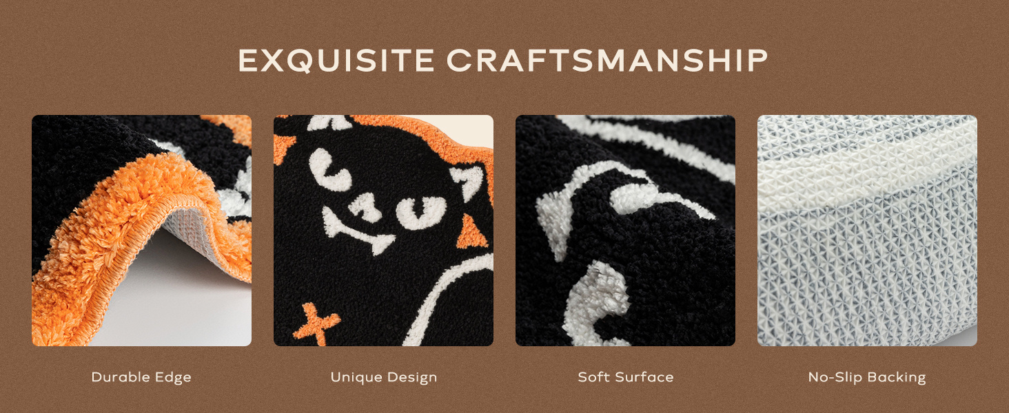  halloween bat rug bat bath mat for halloween decor gothic bathroom rug shaped area rug water absorbent non slip tufted mats 20x40in details 6