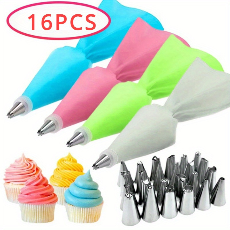 

16pcs Bag Diy Piping Decorating Reusable +nozzle Set