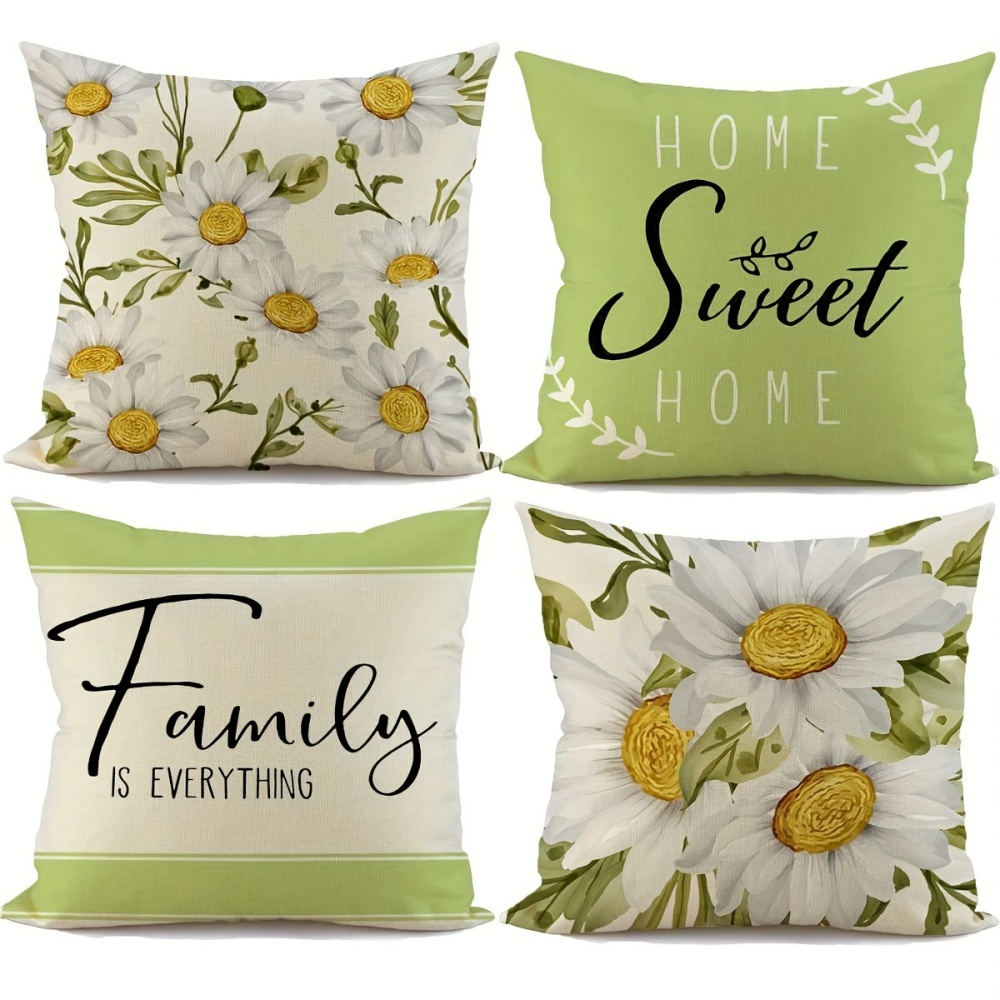 

4pcs Bright Sunflower Throw Pillow Covers - , Square, Single-sided Print, No Insert, 18x18 Inch - Living Room, Bedroom, Sofa, Home Decor, Room Decor, Party Decor