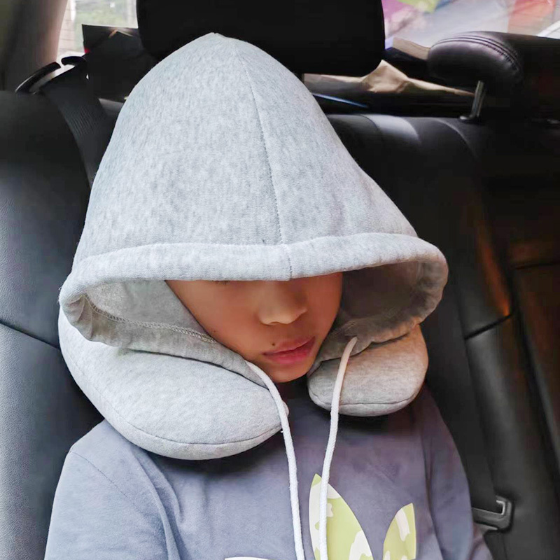 

1pc Travel Pillow, Particle Hooded U-shaped Pillow, Multifunctional Neck Pillow, Airplane Nap Hooded Neck Pillow