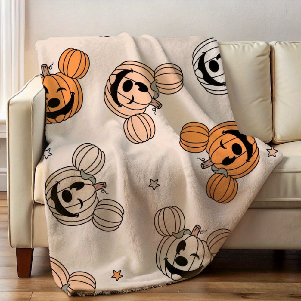 

Flannel Throw, Cute Pumpkin Blanket, Cozy Fall Decor, Spooky Season Blanket Happy Gift 3sizes