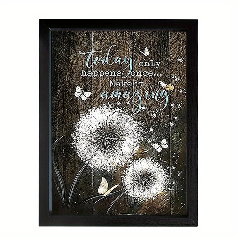 

1pc Black , Dandelion Text Wood Frame Canvas Prints Poster, Ready To Hang, Birthday Party Decor, New Year Halloween Christmas Easter Gift, Room Office Wall Decor, Perfect Gift And Home Decor