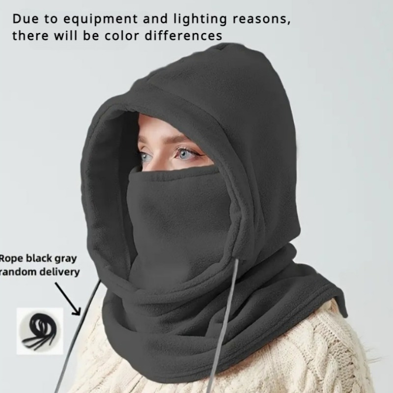 

Winter Balaclava Hood - , Warm Ski Mask With Drawstring For Motorcycle Riding & Outdoor Activities, Solid Color