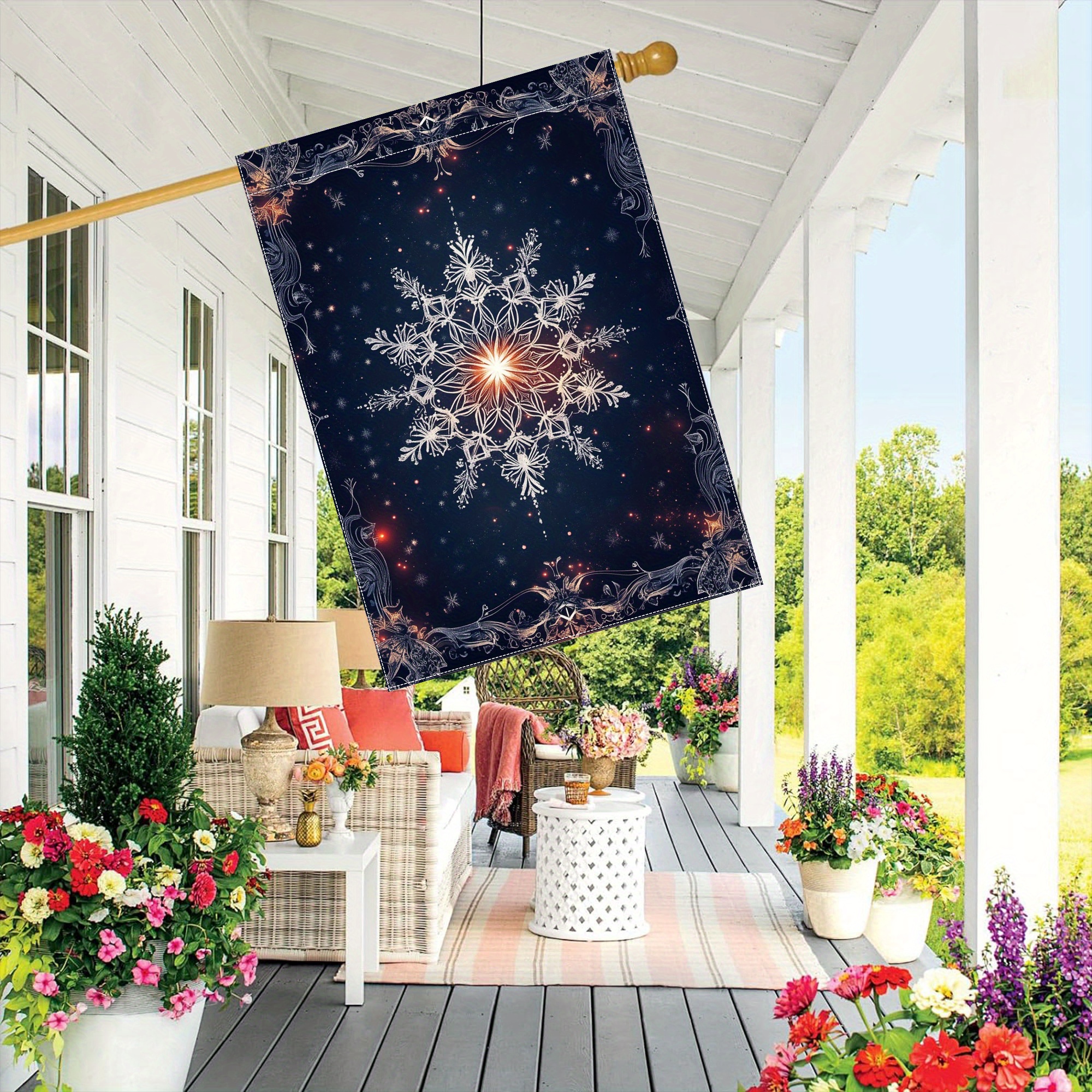 

Solo Snowflake Design Winter Garden Flag - Double Sided Polyester Decorative Flag 28x40 Inches For Lawn And Garden, No Electricity Required - 1 Piece