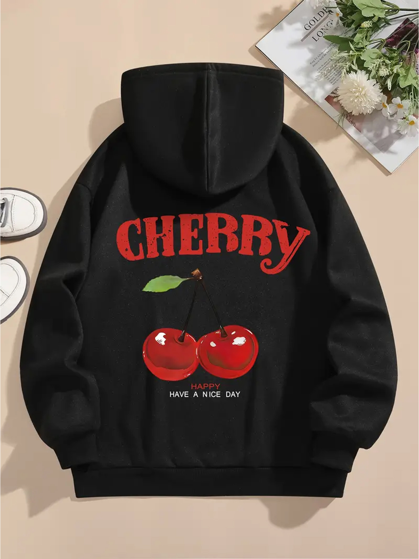 Red Cherries Cherry Berries Fruit Black hotsell Long Sleeve Unisex Zip Hoodie Sweatshirt Fleece Jacket Loungewear