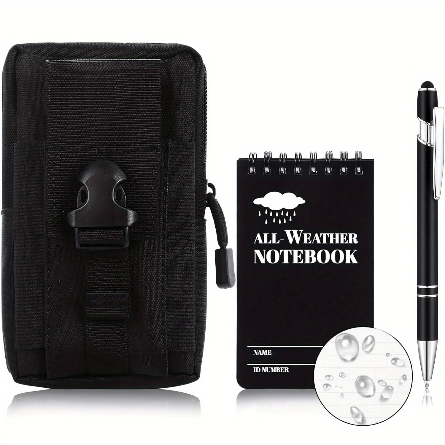 

3pcs/1set 3×5 Inch Waterproof Notebook With Weatherproof Pen And Fabric Notebook Cover, Rainproof Pocket Notebook, Waterproof Small Notebook For Records