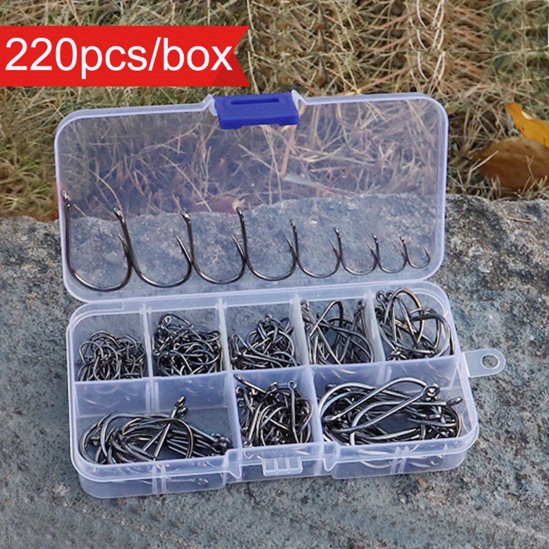 

220pcs/ Box Fishing Hooks Large Size Worm Soft Jig Fishhooks Freshwater Saltwater Fishing Hook