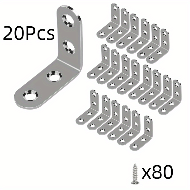 

100pcs/ Pack L-shaped Right Angle Support Angle Bracket Accessories With Screws, Wardrobe Fixed Divider Wall Plate Bracket, Thickened Angle Code