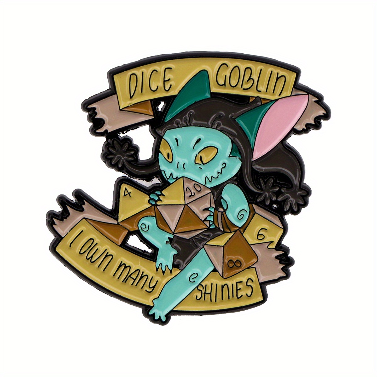 1pc Enamel Lapel Pin, Alloy Cartoon Brooch For Backpacks And Clothing Accessories, Fashionable Badge With "i Own Many Shinies" Motif