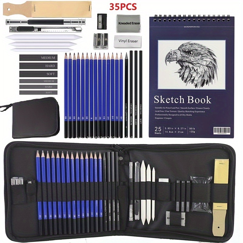 

35pcs Professional Drawing Pencil Set - Complete Sketching And Painting Kit For Artists The Perfect New Year Gift