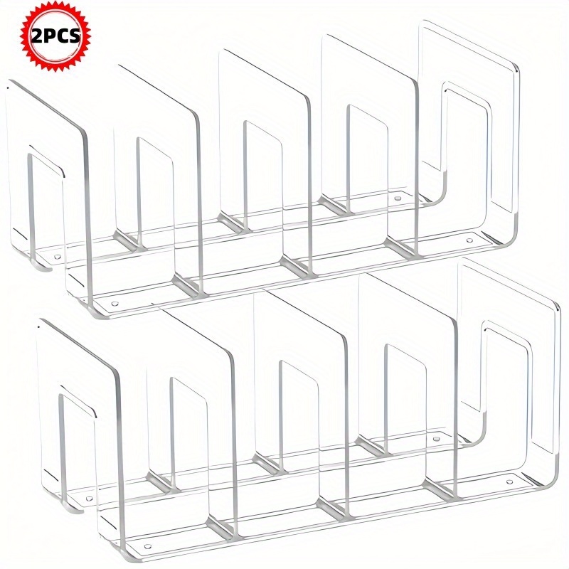 

2pcs Clear Acrylic Storage Dividers - Space-saving Shelf Separators For Home, Office, And Bathroom Organization, Compact, Dorm,