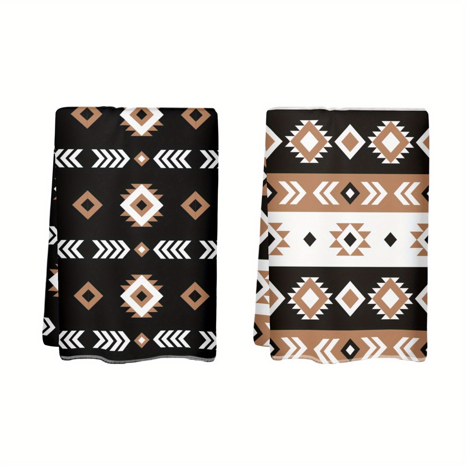 

2pcs Set Modern Aztec Kitchen Towels - Lightweight, Breathable Polyester, Machine Washable, 18x26 Inches - Cooking & Dining