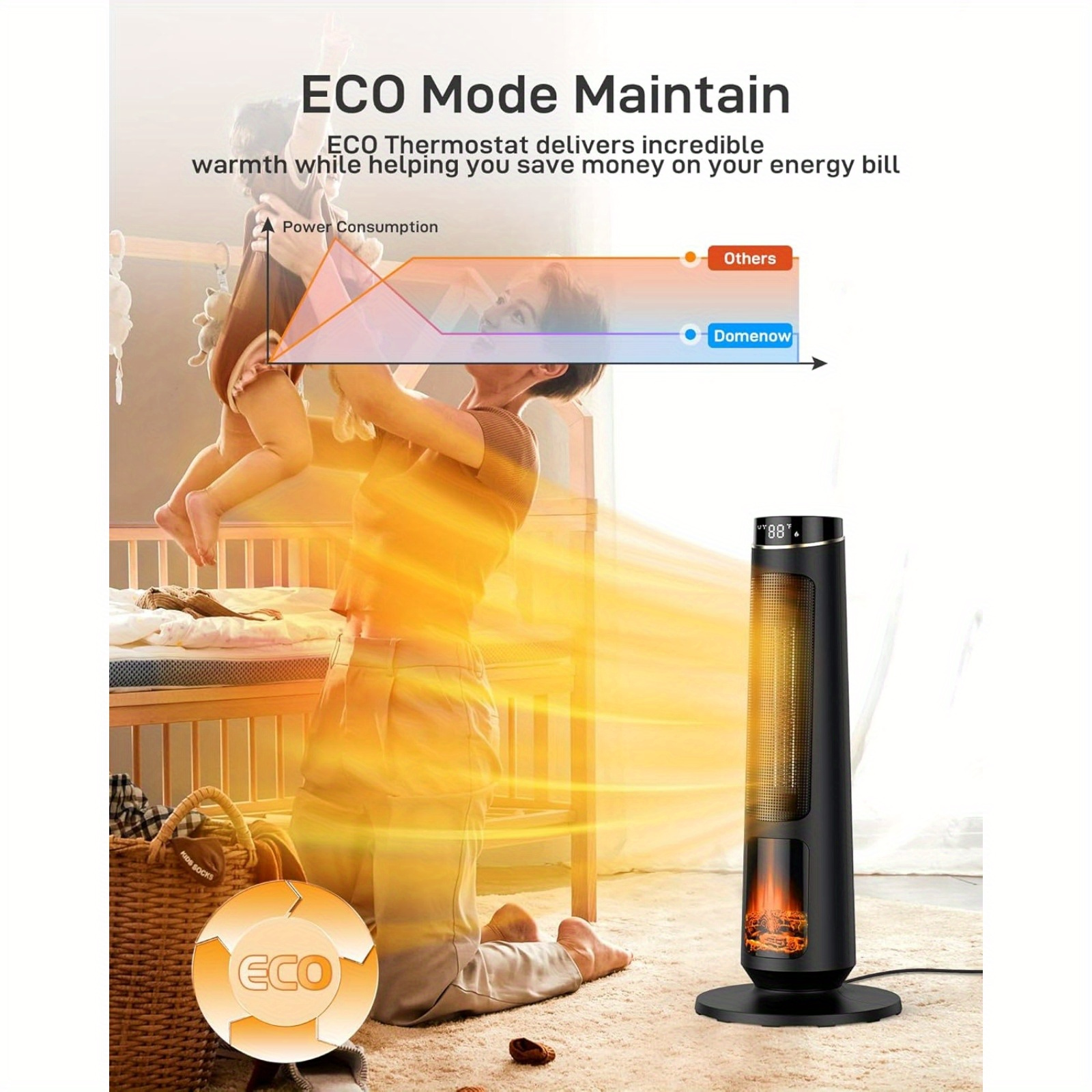 Ceramic Tower Heater Space Heater With Timer To Turn On 31&*; For