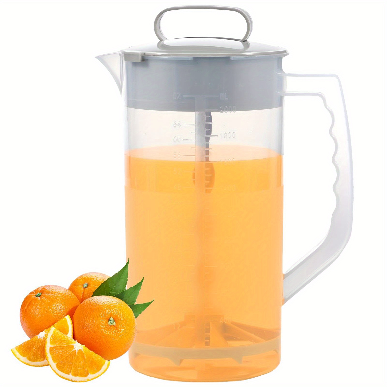 

2-quart/64oz Plastic Juice Container With Adjustable , Lid & Stirring Blade - Ideal For , Cold Brew & Juice Formulations