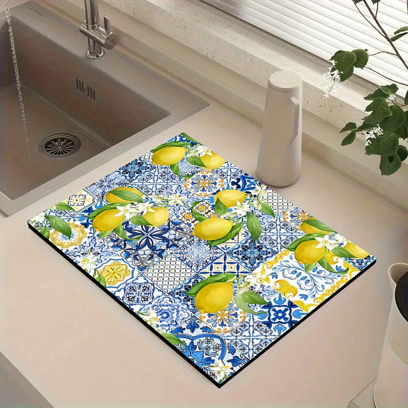 procurement tableware draining mat lemon pattern drainage Temu