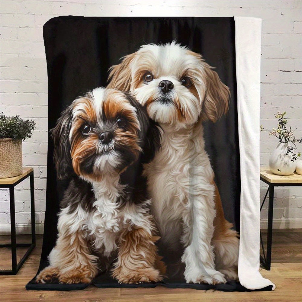 

Shih Tzu Dog Pattern Flannel Fleece Throw Blanket - Soft Polyester Fabric - Cozy And Warm For All Seasons - Ideal For Car, Nap, Travel - Pet Lover Home Decor Accessory