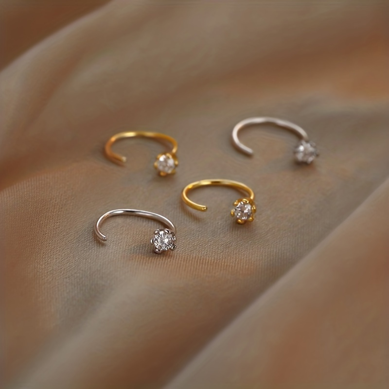 Set Of 2 Six-claw Water Drill Ear Hooks Earrings For Vacation Parties, Dates, And Daily Wear