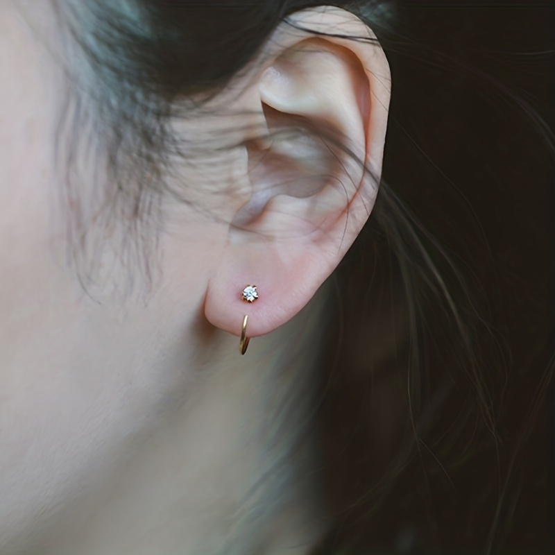 Set Of 2 Six-claw Water Drill Ear Hooks Earrings For Vacation Parties, Dates, And Daily Wear