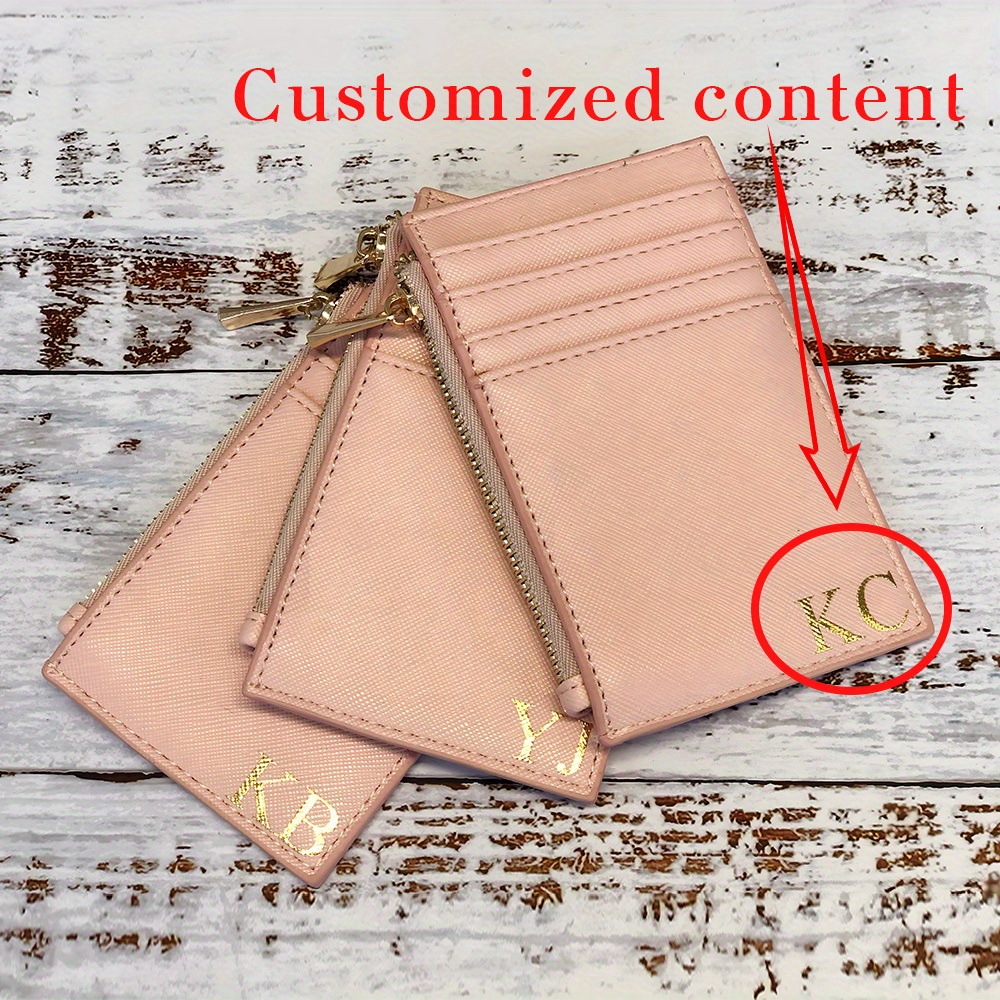 

1pc Personalized Custom Zipper Wallet For Women, Classic Pu Leather Mini Wallet With Credit Slot, Unlined, Easy Clean - Ideal Thank You Gift