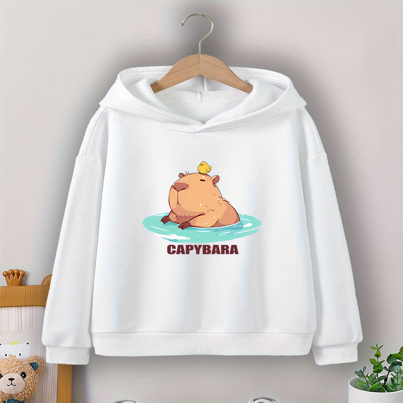 

Cute Capybara Print Boy' Hoodie - Casual Pullover Hooded Sweatshirt For