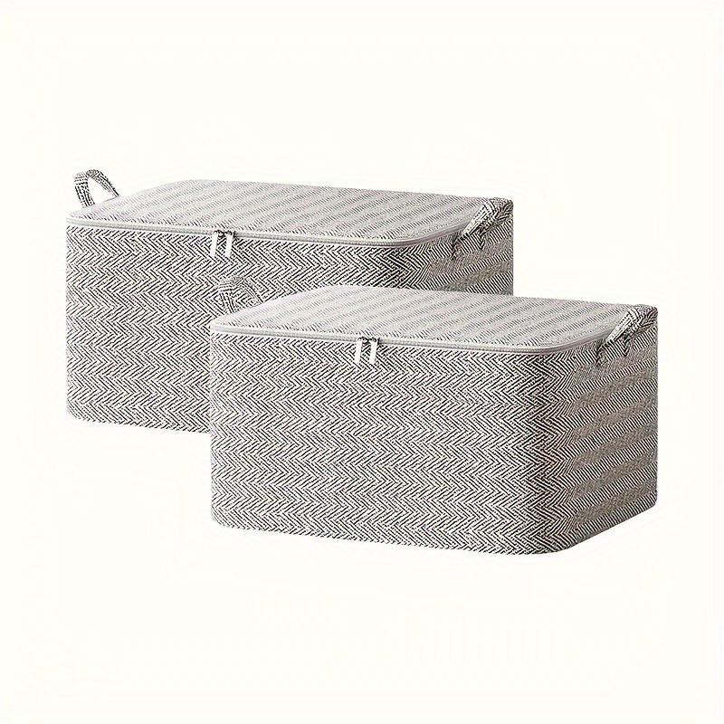 

2-pack Stackable Fabric Storage Bins With - Foldable Organizers For Clothes, Blankets, Bedding - Ideal For Home, Dorm, Closet Organization